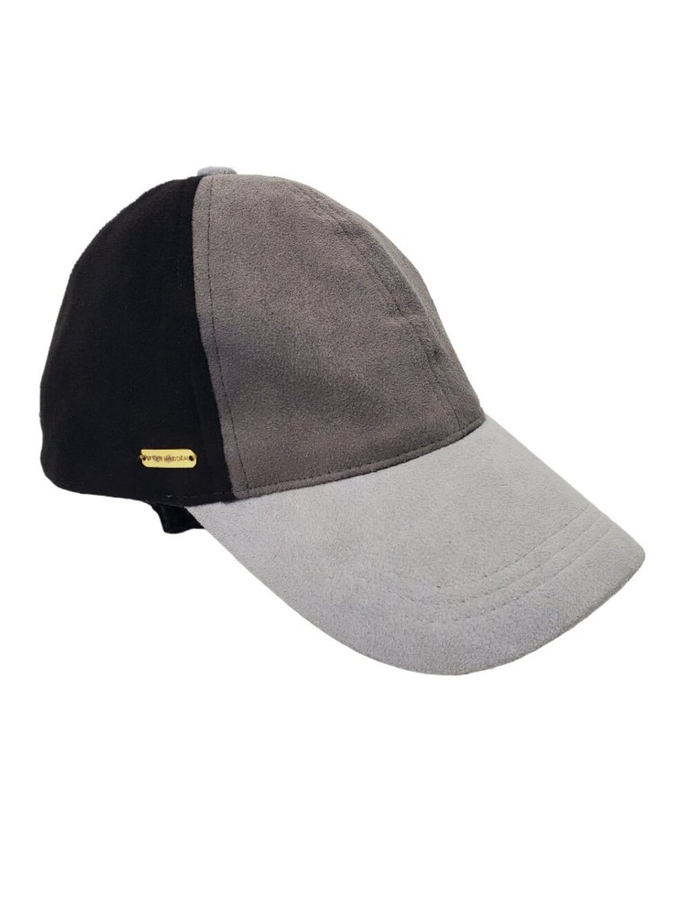 Steve Madden Faux Suede Strapback Baseball Cap Hat Gray Black